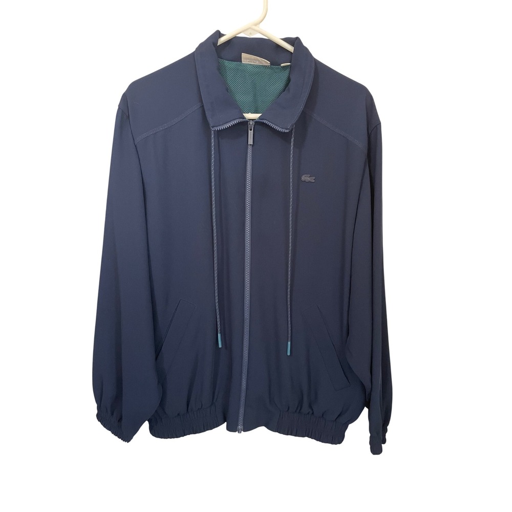 Lacoste Mens Motion Oversized Twill Zippered Track Jacket Navy Blue Size L 42